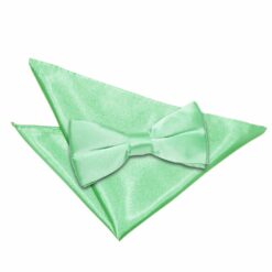 Mint Green Plain Satin Bow Tie and Pocket Square Set Mint Green Plain Satin Bow Tie and Pocket Square Set