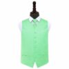 Mint Green Plain Satin Wedding Waistcoat and Tie Set