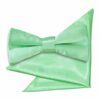 Mint Green Plain Satin Bow Tie and Pocket Square Set for Boys
