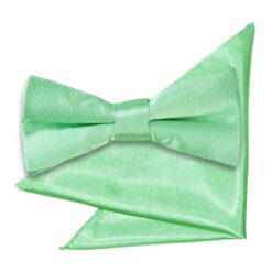 Mint Green Plain Satin Bow Tie and Pocket Square Set for Boys Mint Green Plain Satin Bow Tie and Pocket Square Set for Boys