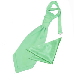 Mint Green Plain Satin Wedding Cravat and Pocket Square Set for Boys Mint Green Plain Satin Wedding Cravat and Pocket Square Set for Boys