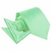 Mint Green Plain Satin Tie and Pocket Square Set