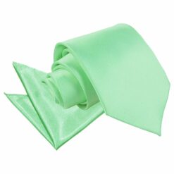 Mint Green Plain Satin Tie and Pocket Square Set Mint Green Plain Satin Tie and Pocket Square Set