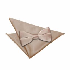 Mocha Brown Plain Satin Bow Tie and Pocket Square Set Mocha Brown Plain Satin Bow Tie and Pocket Square Set