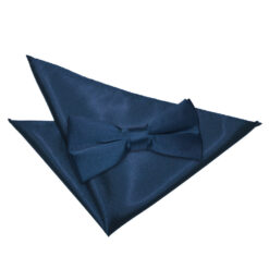 Navy Blue Plain Satin Bow Tie and Pocket Square Set Navy Blue Plain Satin Bow Tie and Pocket Square Set