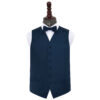 Navy Blue Plain Satin Wedding Waistcoat and Bow Tie Set