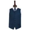 Navy Blue Plain Satin Wedding Waistcoat and Cravat Set