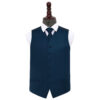 Navy Blue Plain Satin Wedding Waistcoat and Tie Set
