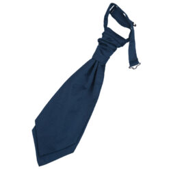 Navy Blue Plain Satin Pre-Tied Wedding Cravat for Boys