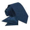 Navy Blue Plain Satin Tie and Pocket Square Set for Boys