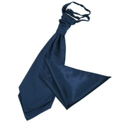 Navy Blue Plain Satin Wedding Cravat and Pocket Square Set Navy Blue Plain Satin Wedding Cravat and Pocket Square Set