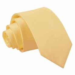 Pale Yellow Plain Satin Regular Tie for Boys