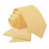 Pale Yellow Plain Satin Tie and Pocket Square Set for Boys