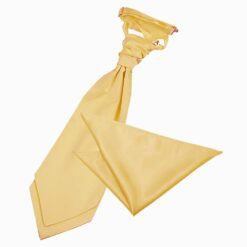 Pale Yellow Plain Satin Wedding Cravat and Pocket Square Set