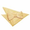 Pale Yellow Plain Satin Bow Tie and Pocket Square Set