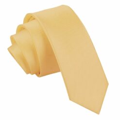 Pale Yellow Plain Satin Skinny Tie Pale Yellow Plain Satin Skinny Tie