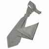 Platinum Plain Satin Wedding Cravat and Pocket Square Set for Boys