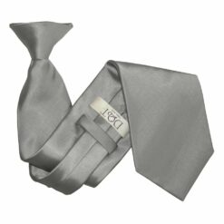 Platinum Plain Satin Clip On Tie