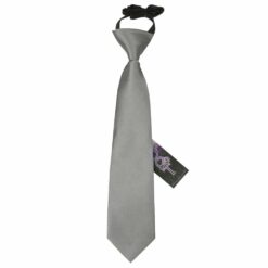Platinum Plain Satin Elasticated Tie For Boys