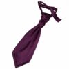 Plum Plain Satin Pre-Tied Wedding Cravat for Boys