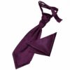 Plum Plain Satin Wedding Cravat and Pocket Square Set for Boys
