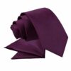 Plum Plain Satin Tie and Pocket Square Set for Boys