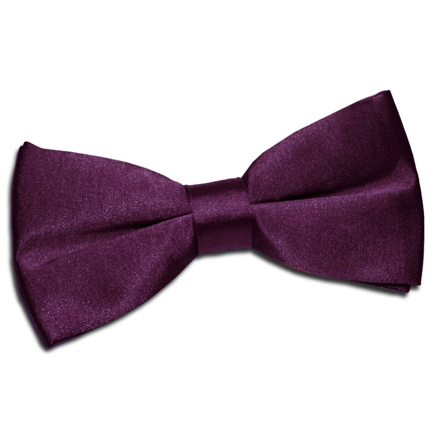 Plum Plain Satin Pre-Tied Bow Tie Plum Plain Satin Pre-Tied Bow Tie