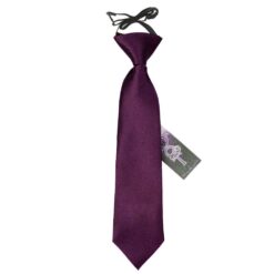 Plum Plain Satin Elasticated Tie For Boys Plum Plain Satin Elasticated Tie For Boys