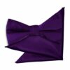 Purple Plain Satin Bow Tie and Pocket Square Set for Boys