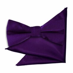 Purple Plain Satin Bow Tie and Pocket Square Set for Boys Purple Plain Satin Bow Tie and Pocket Square Set for Boys