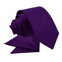Purple Plain Satin Tie and Pocket Square Set for Boys Purple Plain Satin Tie and Pocket Square Set for Boys