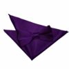Purple Plain Satin Bow Tie and Pocket Square Set