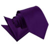Purple Plain Satin Tie and Pocket Square Set