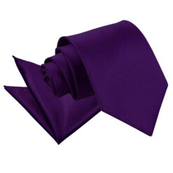 Purple Plain Satin Tie and Pocket Square Set Purple Plain Satin Tie and Pocket Square Set