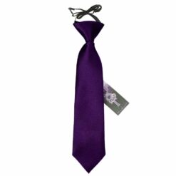 Purple Plain Satin Elasticated Tie For Boys Purple Plain Satin Elasticated Tie For Boys