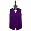 Purple Plain Satin Wedding Waistcoat and Bow Tie Set