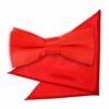 Red Plain Satin Bow Tie and Pocket Square Set for Boys