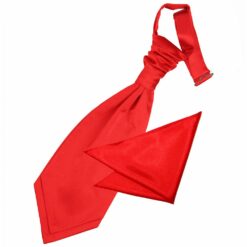 Red Plain Satin Wedding Cravat and Pocket Square Set for Boys Red Plain Satin Wedding Cravat and Pocket Square Set for Boys