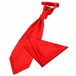 Red Plain Satin Wedding Cravat and Pocket Square Set Red Plain Satin Wedding Cravat and Pocket Square Set