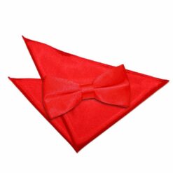 Red Plain Satin Bow Tie and Pocket Square Set Red Plain Satin Bow Tie and Pocket Square Set