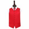 Red Plain Satin Wedding Waistcoat and Tie Set