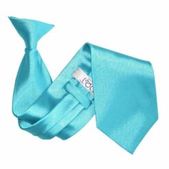 Robin's Egg Blue Plain Satin Clip On Tie Robin's Egg Blue Plain Satin Clip On Tie