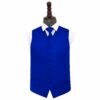 Royal Blue Plain Satin Wedding Waistcoat and Tie Set