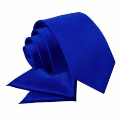 Royal Blue Plain Satin Tie and Pocket Square Set for Boys Royal Blue Plain Satin Tie and Pocket Square Set for Boys
