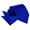 Royal Blue Plain Satin Tie and Pocket Square Set