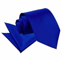 Royal Blue Plain Satin Tie and Pocket Square Set Royal Blue Plain Satin Tie and Pocket Square Set