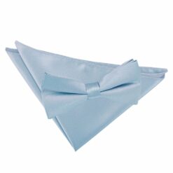 Dusty Blue Plain Satin Tie and Pocket Square Set