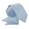 Dusty Blue Plain Satin Tie and Pocket Square Set