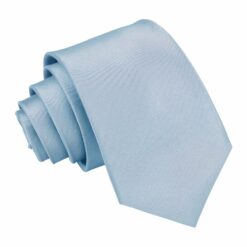 Dusty Blue Plain Satin Slim Tie