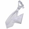 Silver Plain Satin Wedding Cravat and Pocket Square Set for Boys